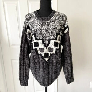 Vintage Worn Grandpacore Oversized Chevron  Ugly Sweater